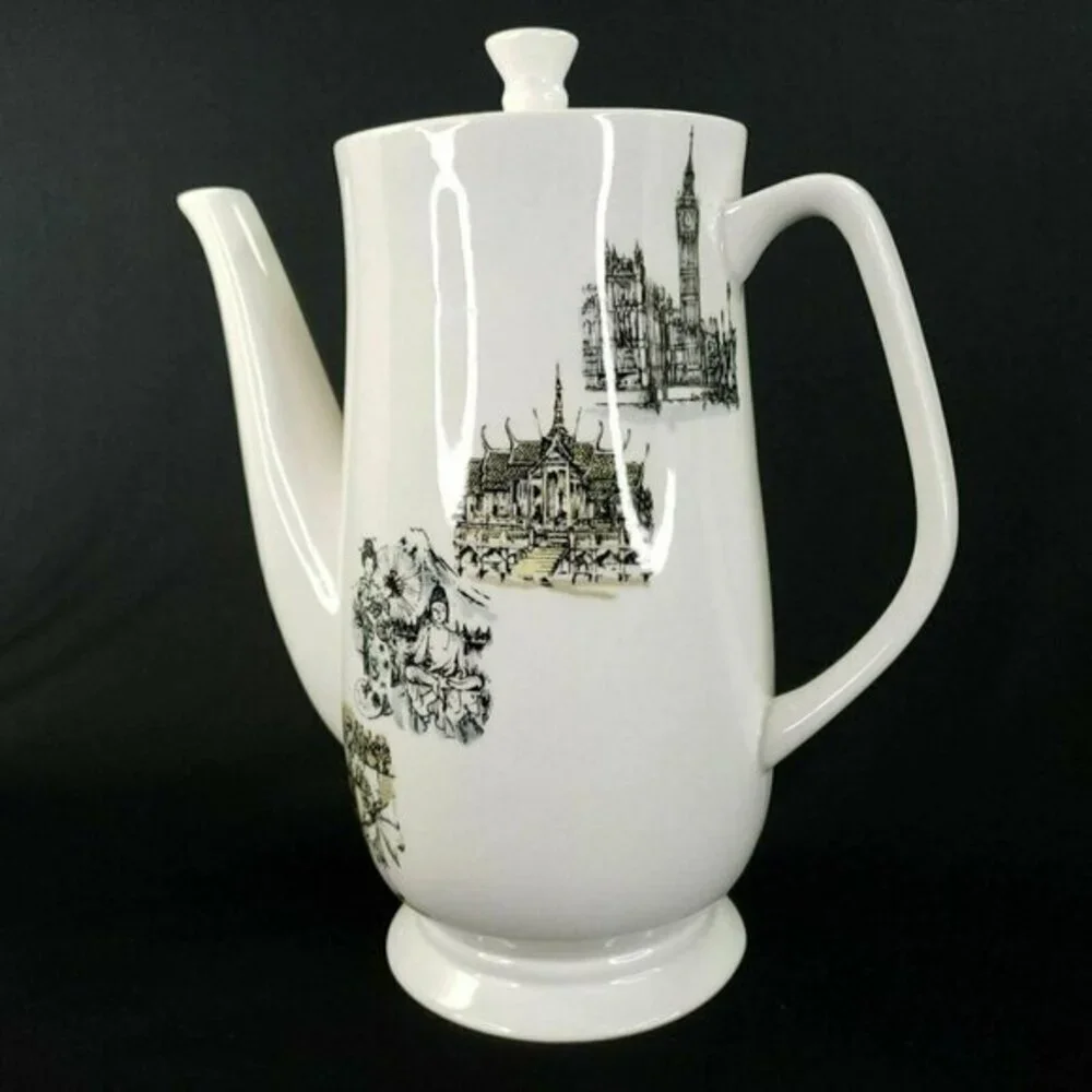Kaysons‎ International Ironstone Coffee Tea Pot Fine China Japan MCM  Vtg 1966